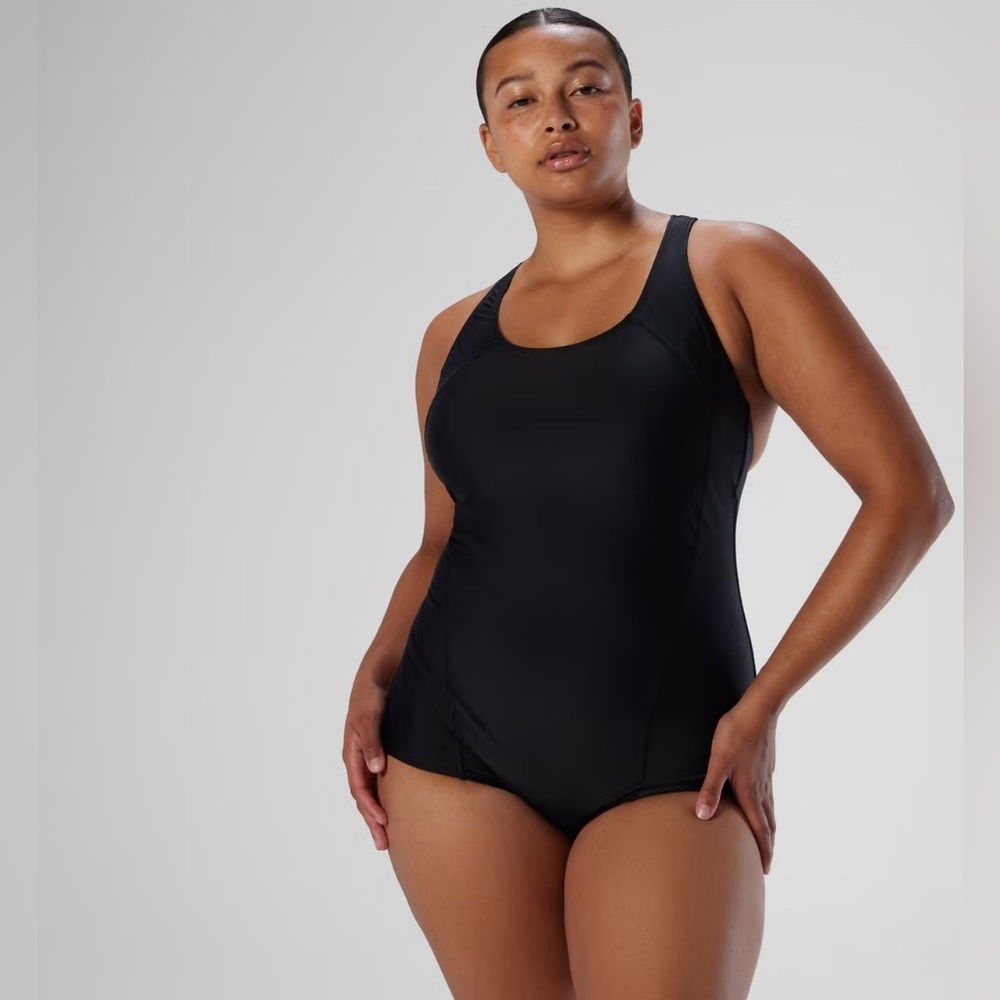 Speedo one piece swimsuit, black conservative cut 16 brand new
